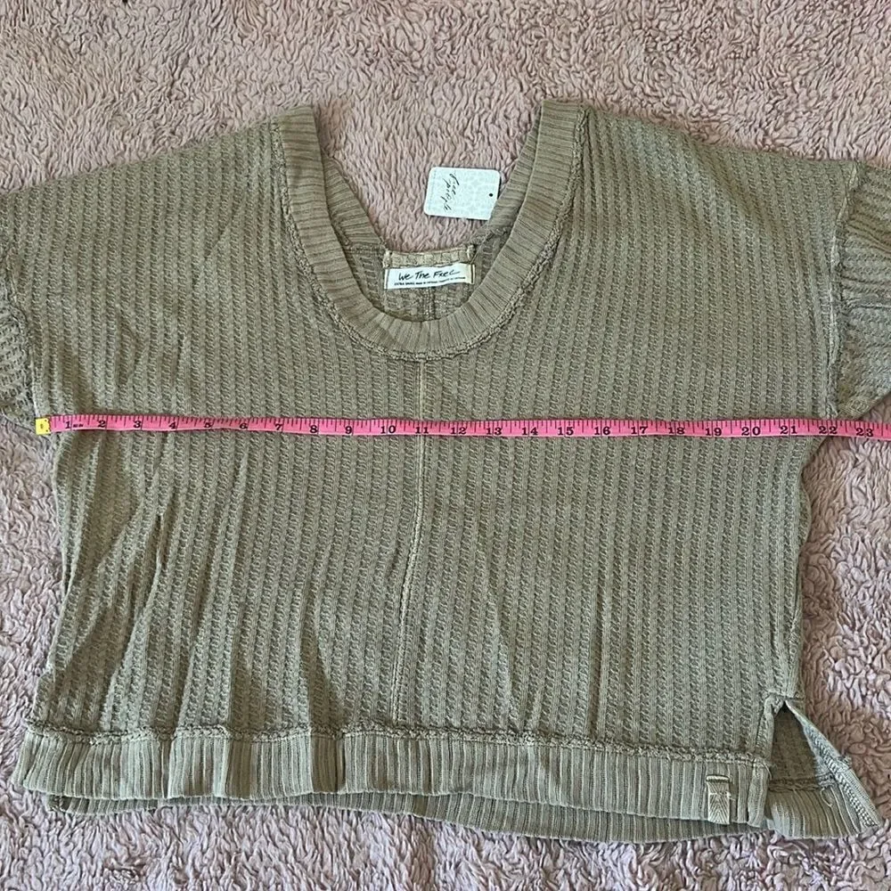 NWT Free People New Magic Thermal Tee shirt beige XS